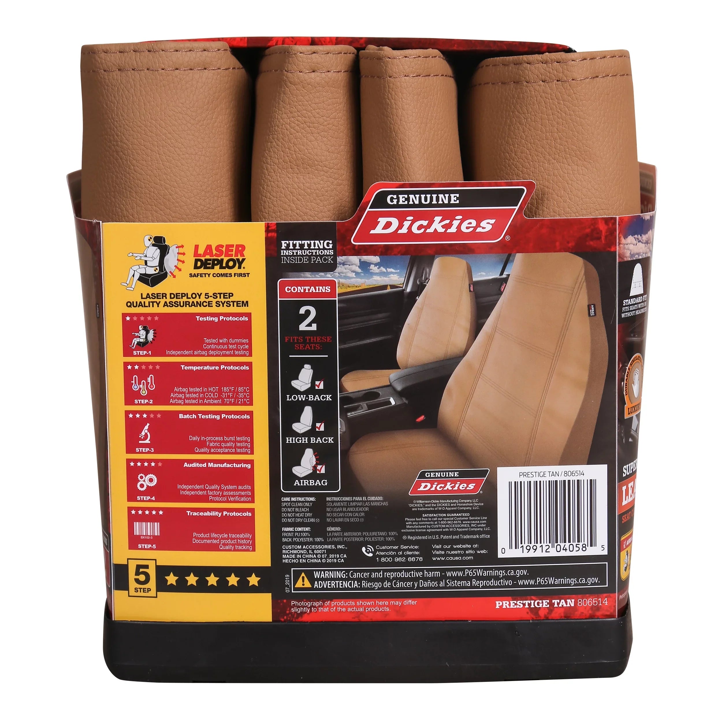 Seat Car Dickies Beige, Piece 806514 Front Vegan Prestige Leather 2 Genuine Covers