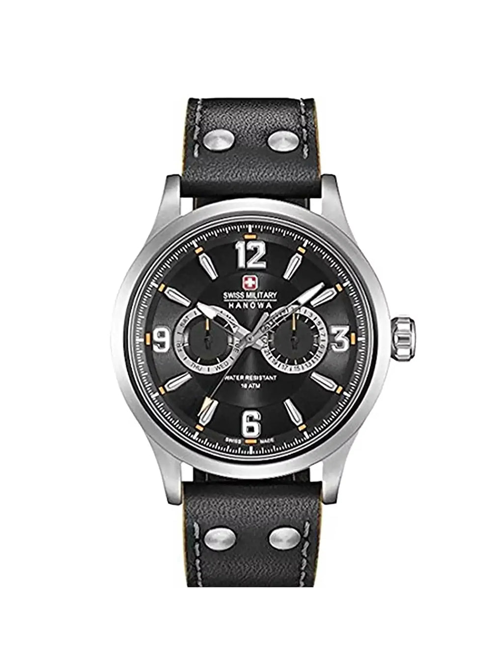 Quartz Military Black 06-4307.04.007 Swiss Mens Dial S-Steel Hanowa Watch