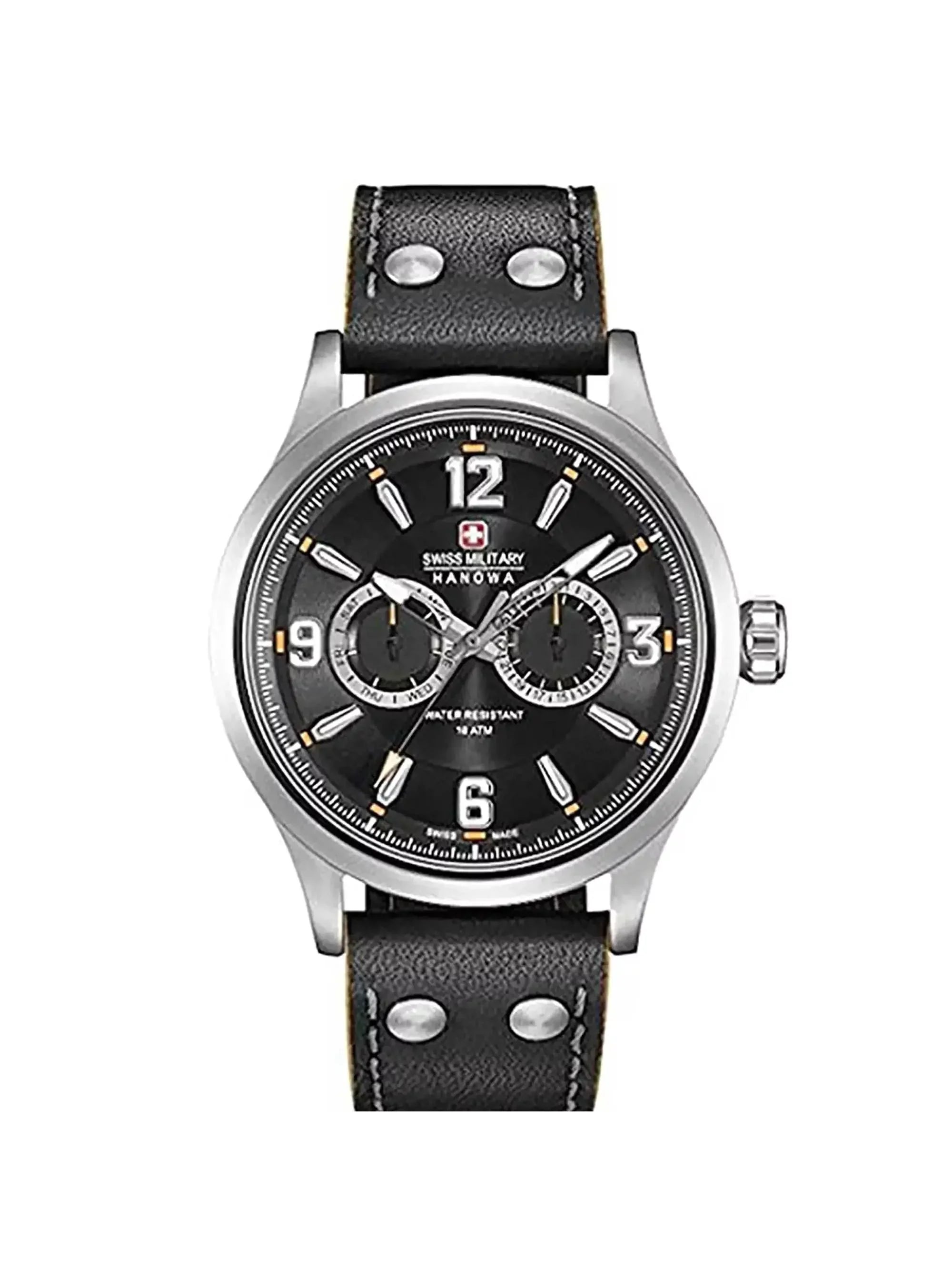 Quartz Military Black 06-4307.04.007 Swiss Mens Dial S-Steel Hanowa Watch