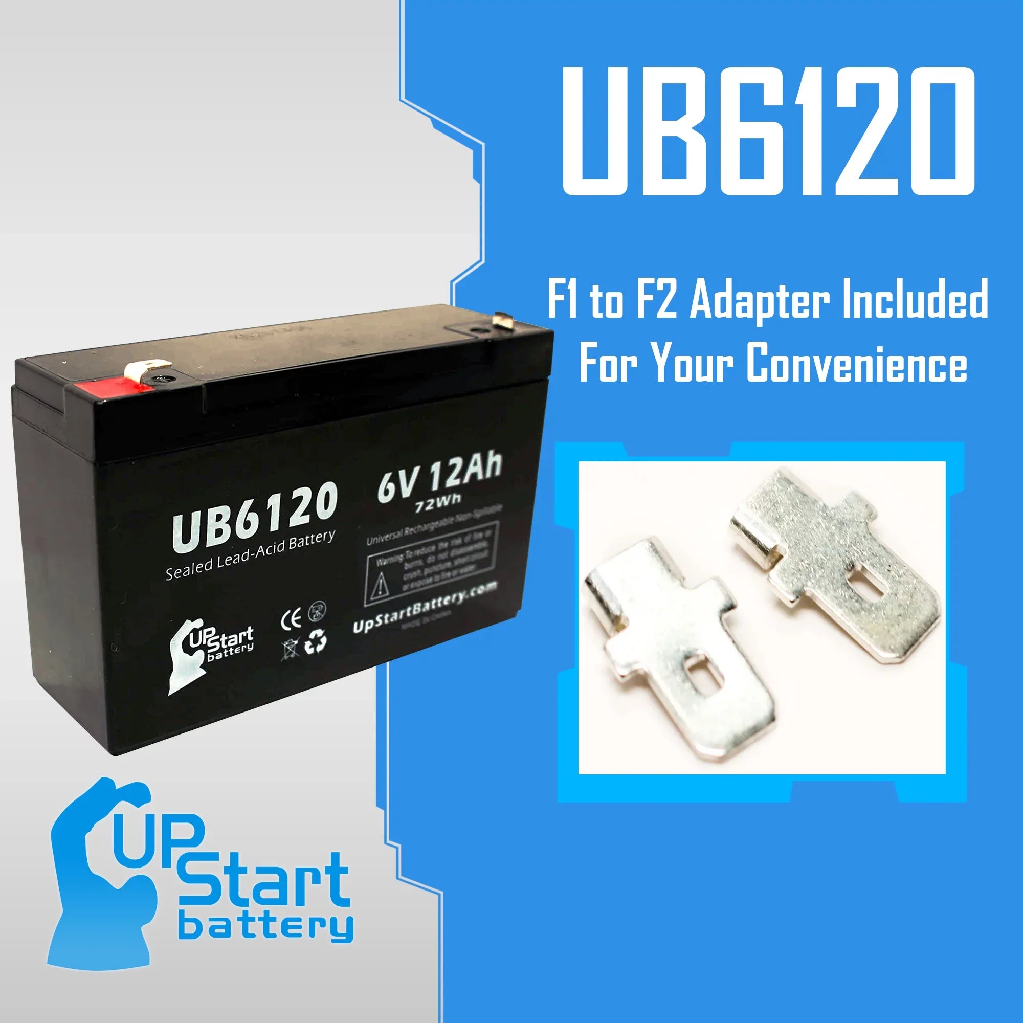 3x Pack Lead F1 UB6120 Tripp-Lite Acid - Replacement F2 Battery - - Battery Includes 12000mAh, F1 to (6V, 6 SLA) Adapters 850 12Ah, Sealed Universal AGM, Terminal Compatible Terminal,