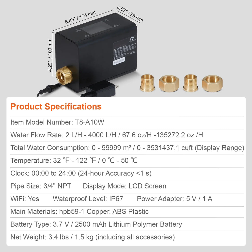 liquid 3/4" or in Monitor Diameter. Smart SKYSHALO Detector pipeline Available Automatic 1" Leak Shutoff