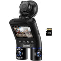 Night B2W Rotatable Card Vision Camera Inside IR Lens and Car HD Double 2'' Cam 32GB Driving Screen for Front Recorder Rideshare Uber with SD Driver 1080P Dash Blueskysea Dual Dashcam Lyft