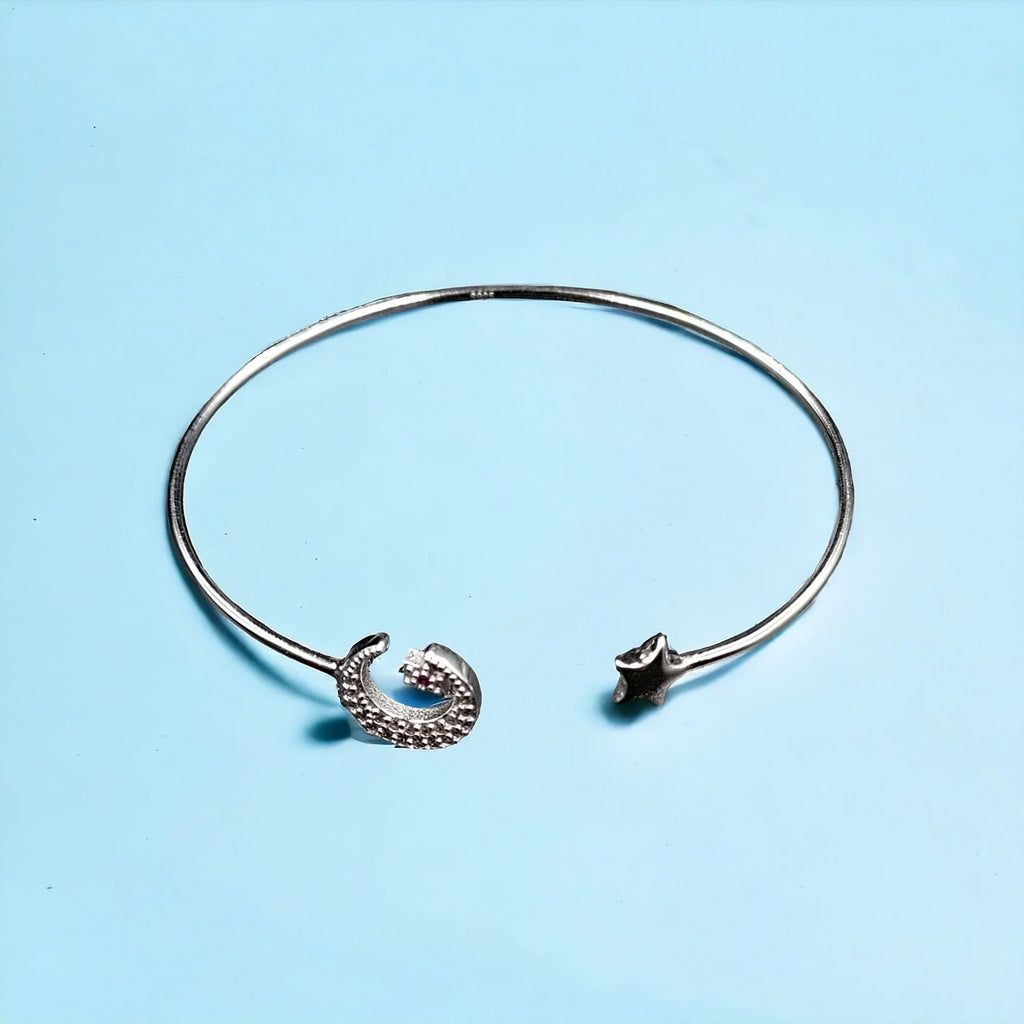 Star CZ idea Girls design Open Gift Best Solid and Kada Celesticle Bracelet Moon jewelry Silver for cuff Handmade Adjustable ended