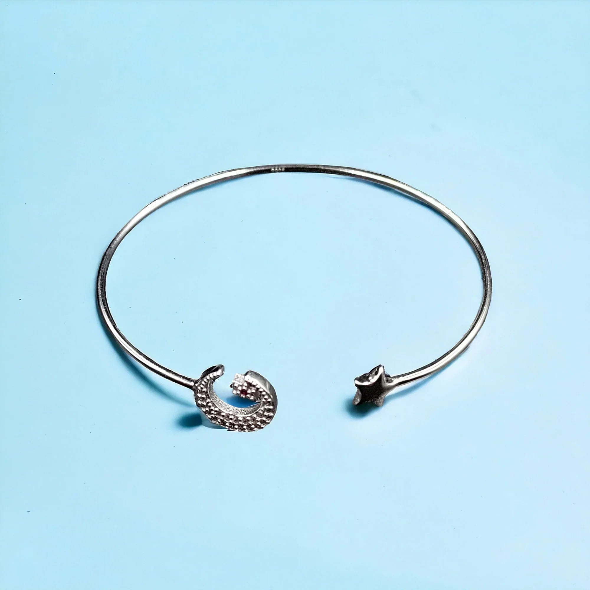 Star CZ idea Girls design Open Gift Best Solid and Kada Celesticle Bracelet Moon jewelry Silver for cuff Handmade Adjustable ended