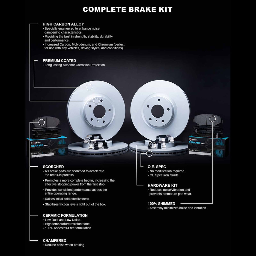 R1 Brake Carbon Concepts 59053 Rotor 2000 CIVIC Pads Coated Concepts CIVIC SI/SIR, 1999 R1 HONDA With Fits SI select: Wdwh2 HONDA Ceramic