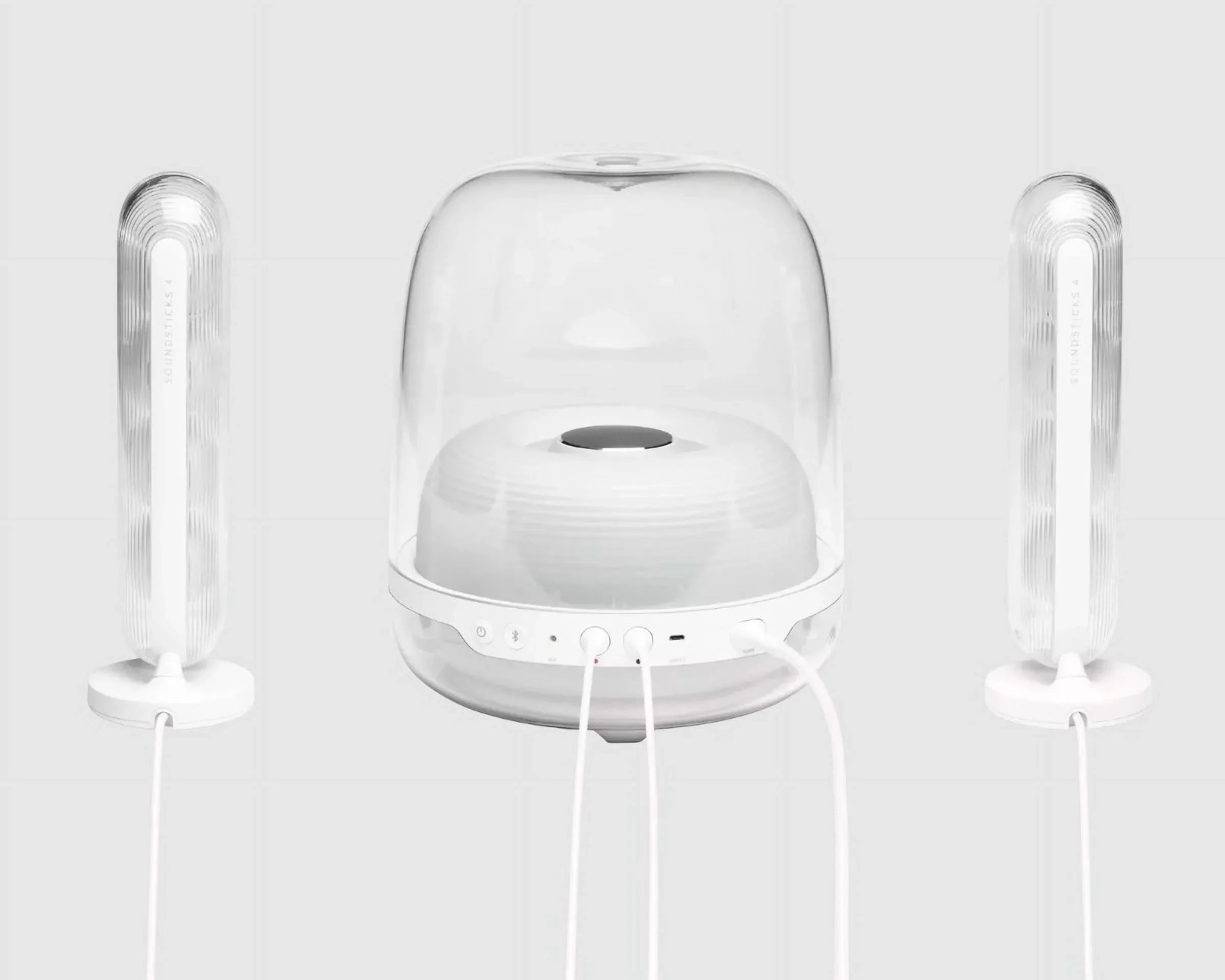 Kardon 4 HKSOUNDSTICK4WAM-Z SoundSticks Certified White Bluetooth - System, Restored 2.1 Speaker Wireless Refurbished Harman