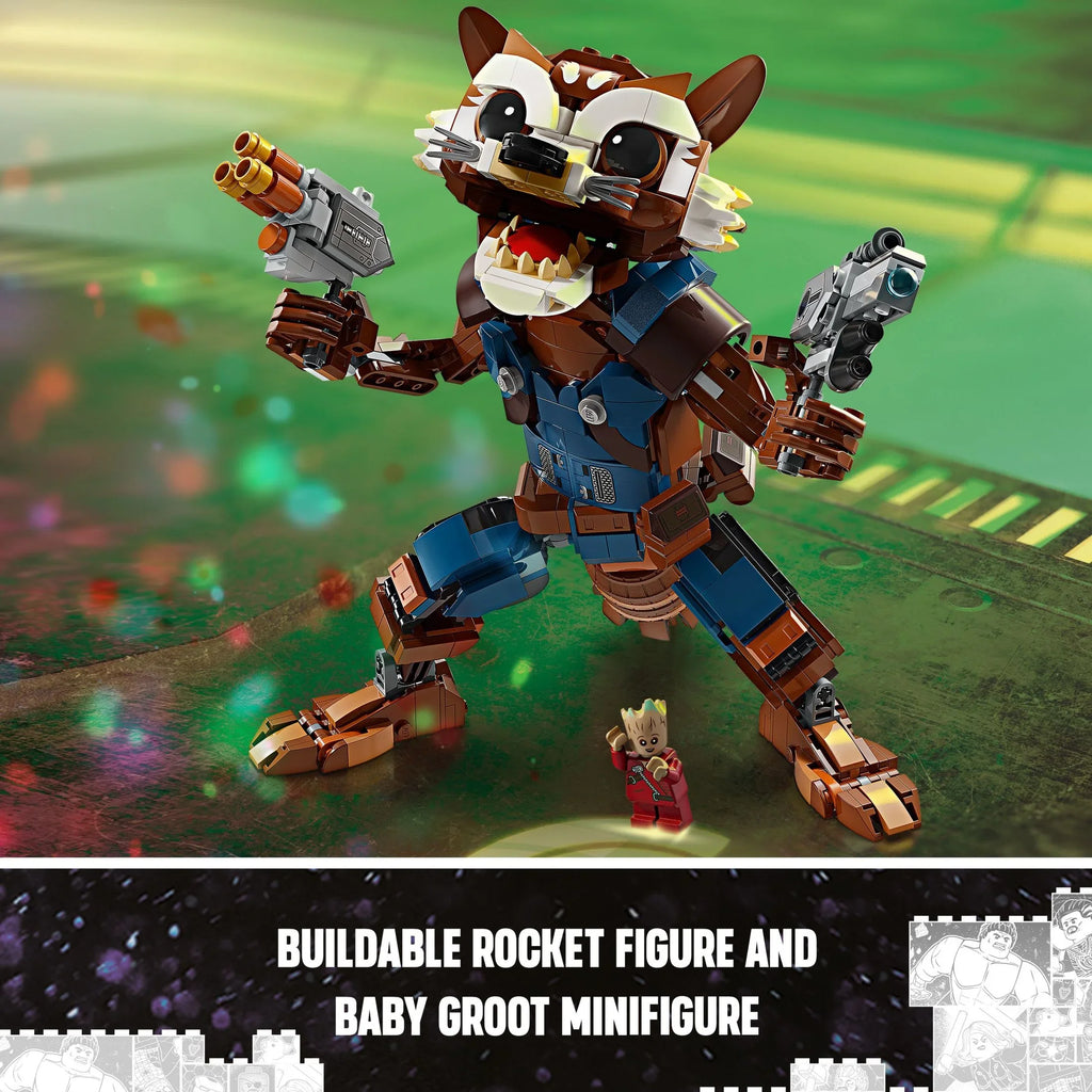 for Groot Boys Gift Kids, and and of Buildable and Minifigure, Rocket Up, 10 & for Baby for Action Guardians Galaxy LEGO Girls Display, Toy Figure Ages 76282 Marvel Inspired Marvel Marvel Play the