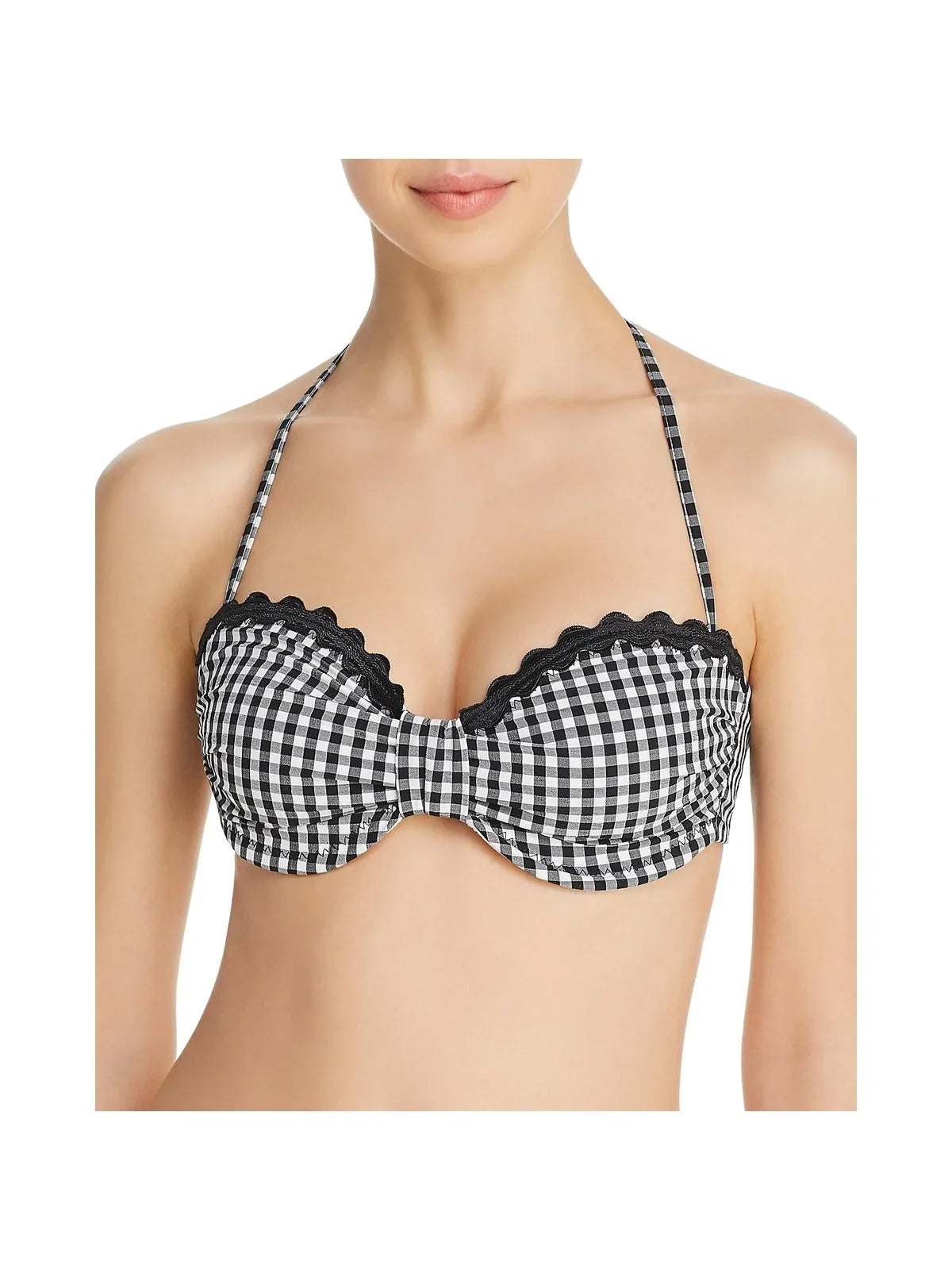 Top Bandaeu Womens B/W Shoshanna Checkered Swim Separates A
