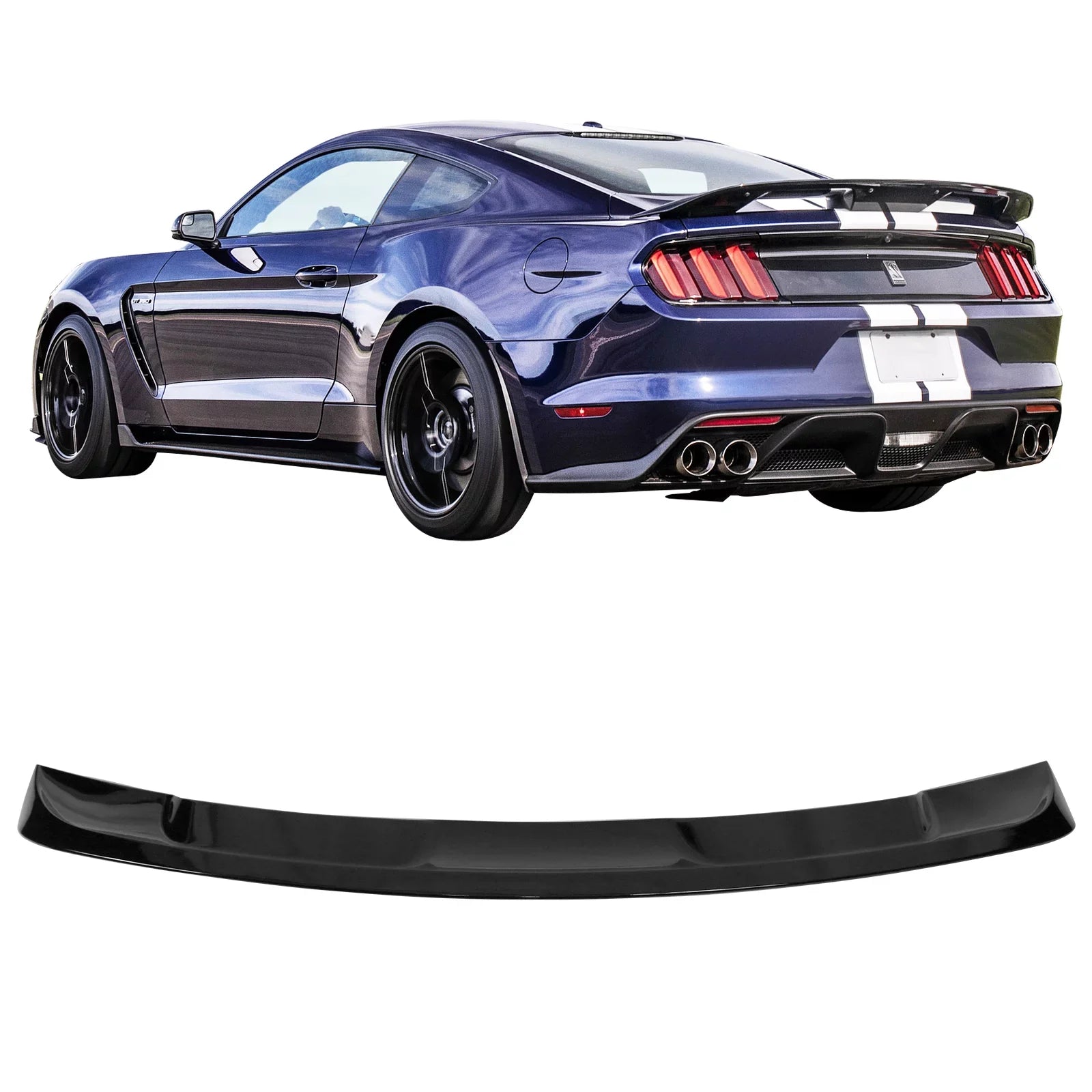 Compatible 15-23 Wing 2016 GT500 Gloss design 2018 2017 Motorsports Mustang with - Coupe 2020 2019 Rear Ikon Spoiler Black ABS Trunk 2015