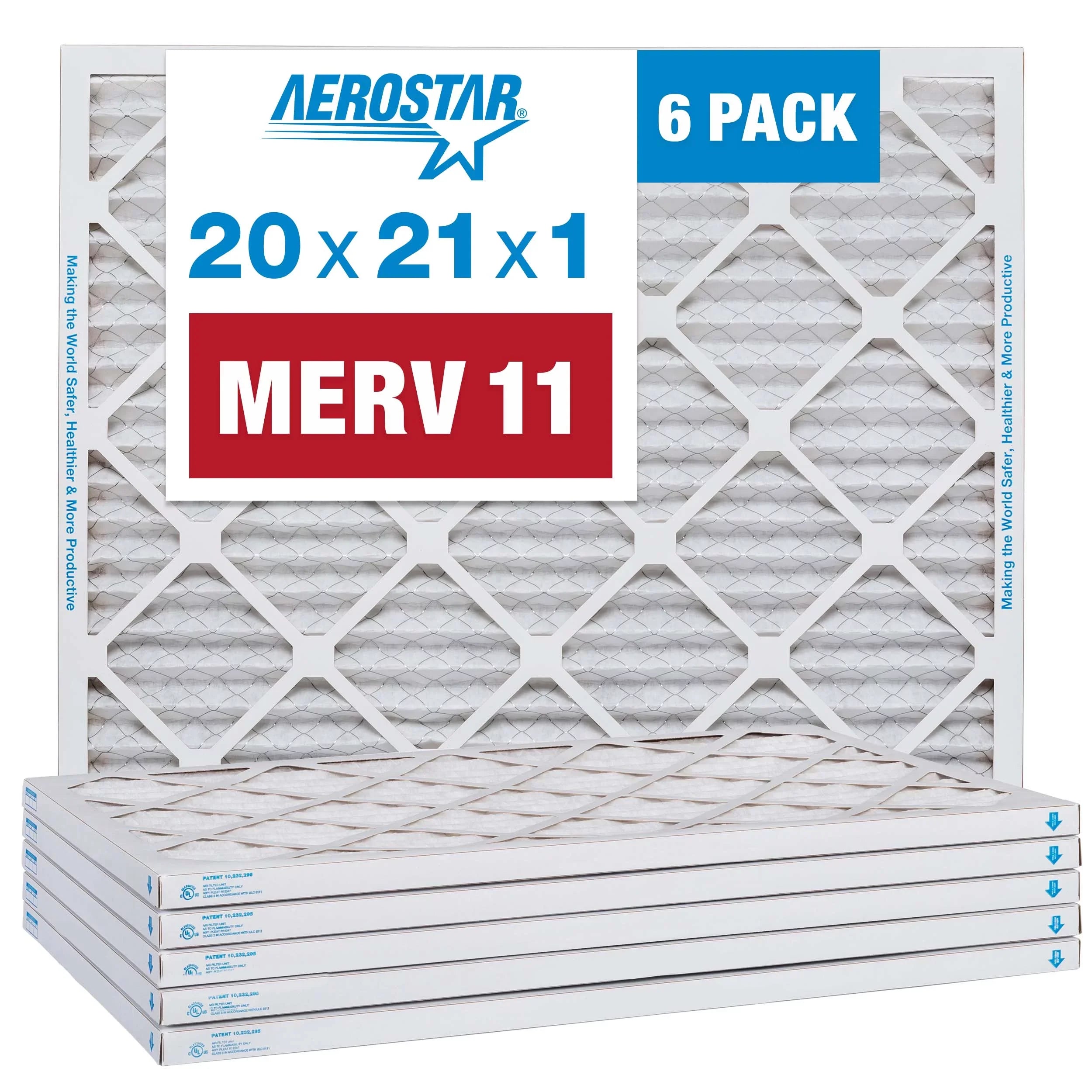 11 Filter, AC Pleated Furnace Aerostar Air Pack Filter, 20x21x1 6 Air MERV