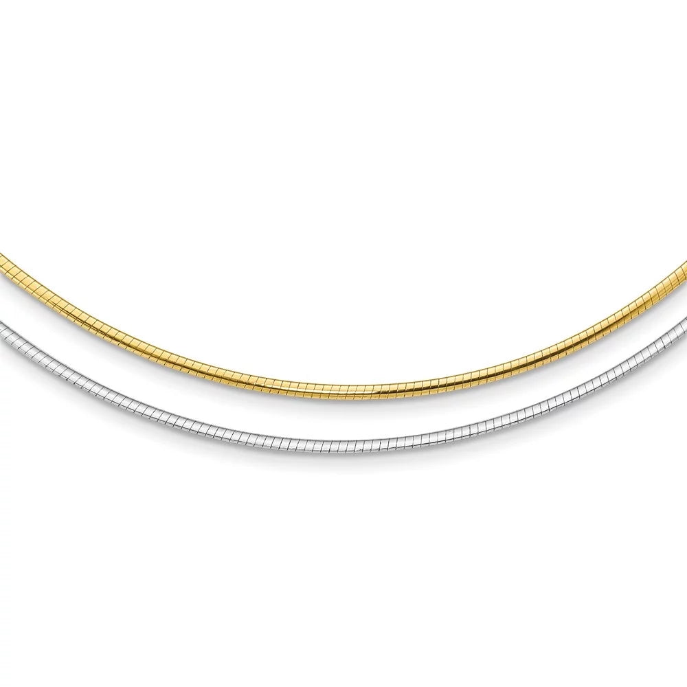 Gold Reversible 2mm 14k Auriga Necklace 18inch Omega for Two-tone Women