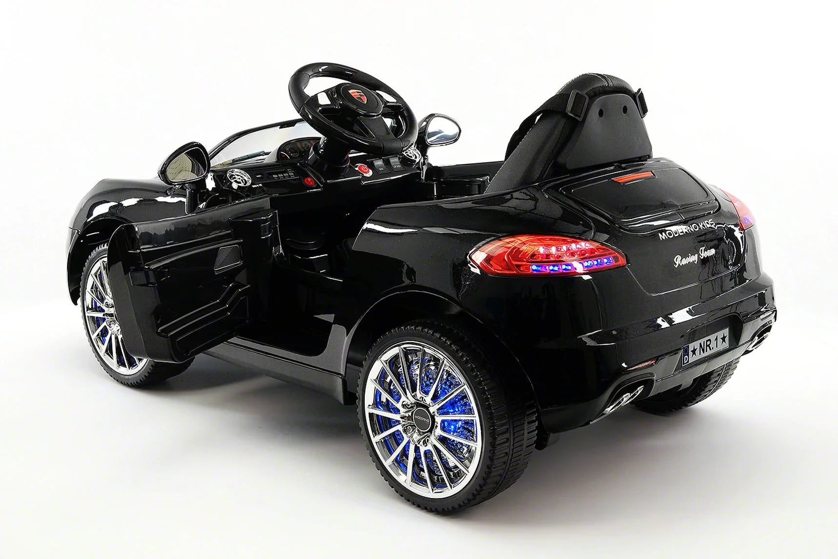 Electric Ride-On 12V Metallic Kids Car Kiddie with R/C Black Remote Parental Roadster |