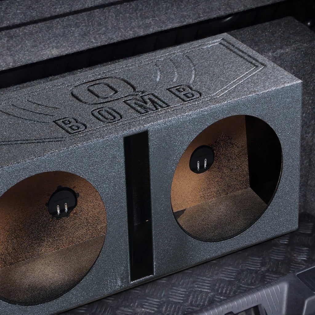 Subwoofer Sub Dual 15" w/ Spray Vented Bedliner Port Box QPower QBOMB15V