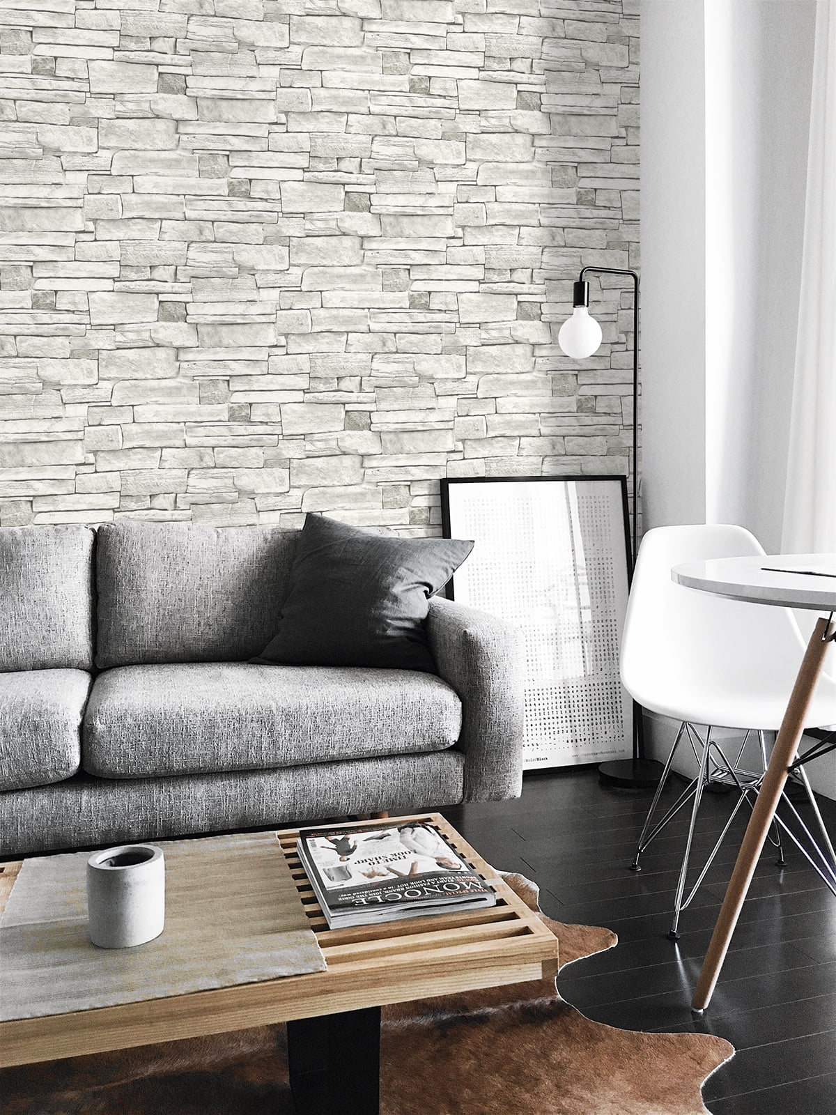 L Stone 20.5 x W ft. NextWall in. - 18 Peel Wallpaper Stick and Stacked