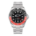 Stainless Diver Black- Men's Oceaneva™ Explorer Marine Steel Bracelet Red and Quartz, Pro 1250M Swiss Movement Watch GMT Deep