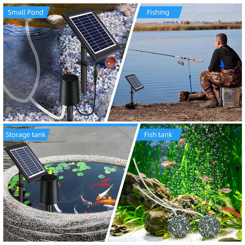 Powered Fishing moobody 3 Pond Solar Modes 4W, for Aerator Hydroponics Perfect Air Pump, Oxygenation Stock Pond with in
