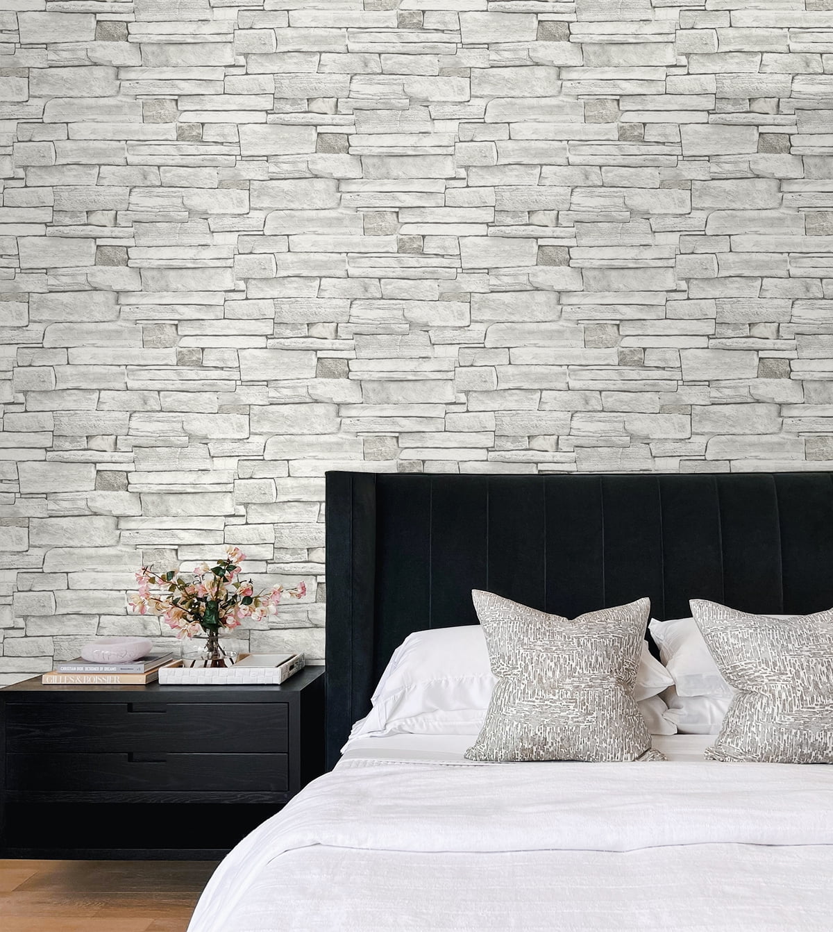 L Stone 20.5 x W ft. NextWall in. - 18 Peel Wallpaper Stick and Stacked