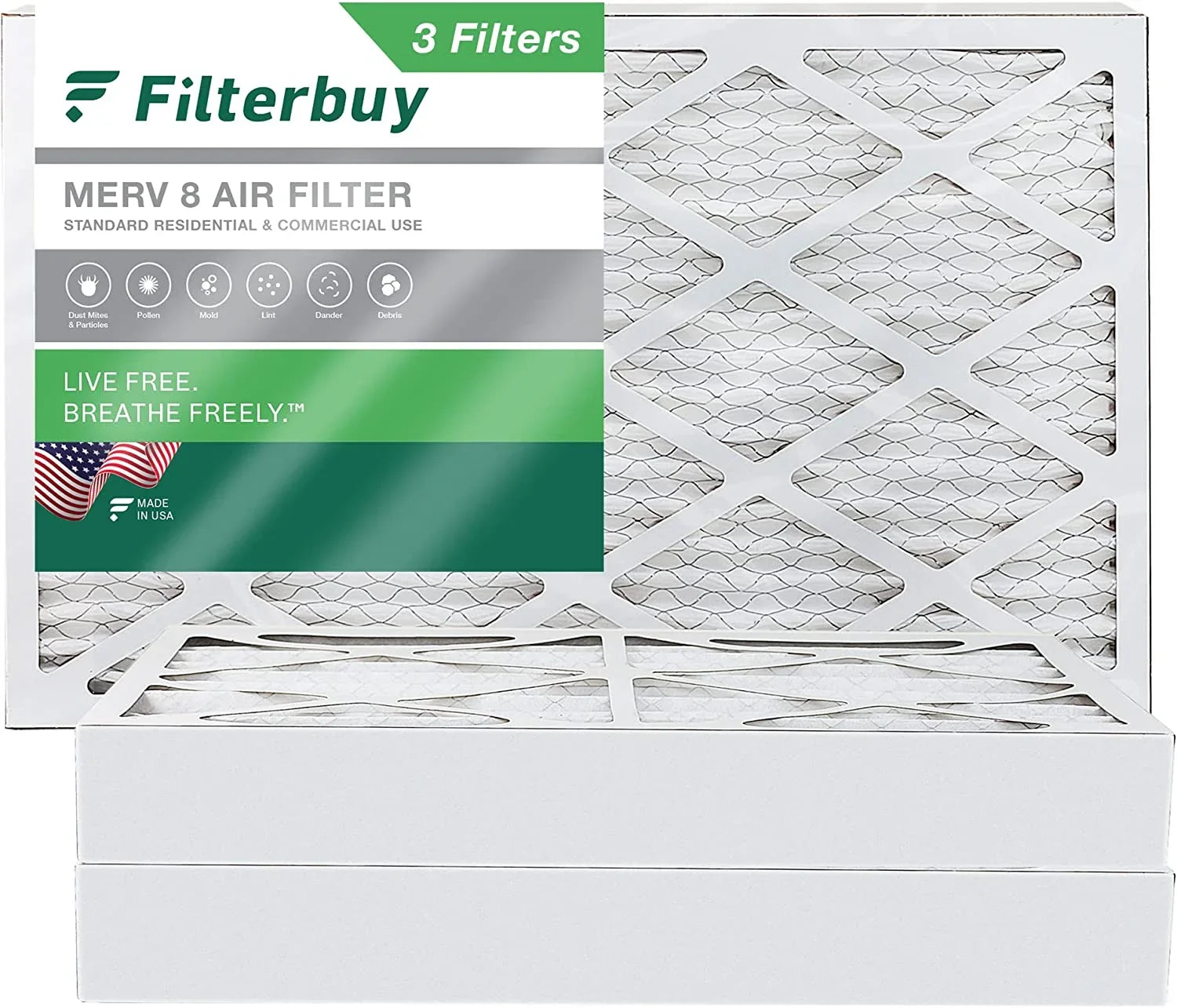 8x20x4 AC HVAC MERV Filters Filterbuy (3-Pack) 8 Furnace Pleated Air