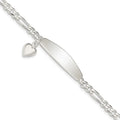Silver Fine ID Sterling 8inch 925 with Figaro Women Link for Bracelet Auriga Heart Jewelry