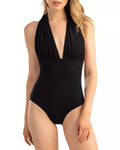Piece Halter Shoshanna One Swimsuit Plisse