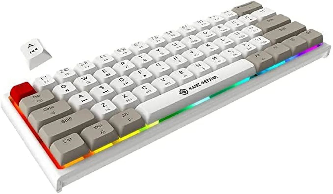 Chroma 14 Keyboard, C Keycap, Full Portable 60% Switch) Anti-Ghosting, Gaming Wired, Dye-Sublimation Type Rgb Mechanical Pc/Windows/Mac/Ps4/Xbox Backlight, Grey/Red For (White