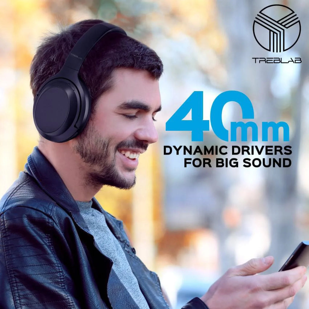 Sound, PRO Z7 Active Noise Wireless Charging, - Hybryd Stereo Over Control Headphones (Grey) USB-C & TREBLAB Canceling Bluetooth w/aptX, Touch Mic Fast 45H Ear Headphones ANC with - Playtime