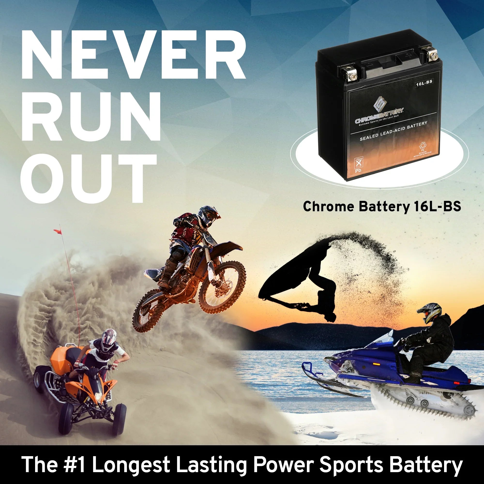 Battery CCA) Wave Volt,14 2002 (16L-BS Ski YTX16L-BS Yamaha Chrome Runner Ah, Battery 230 12 for Jet