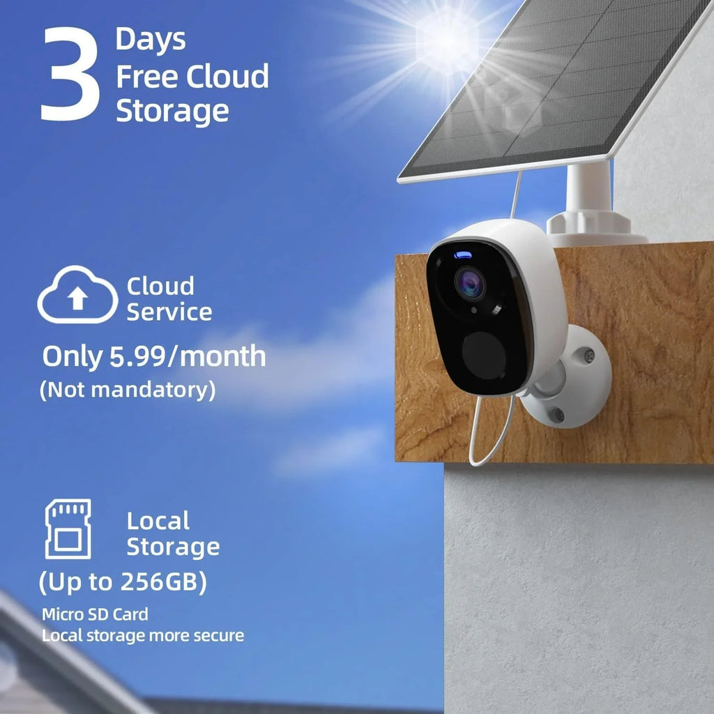 Security, Storage Night Security Cameras Vision, Home 2Pack Waterproof, for Cameras Two-Way SD Detection, Color with 2K Panel with IP65 AI Motion Card/Cloud Camera exterior Solar Audio, Home Wireless