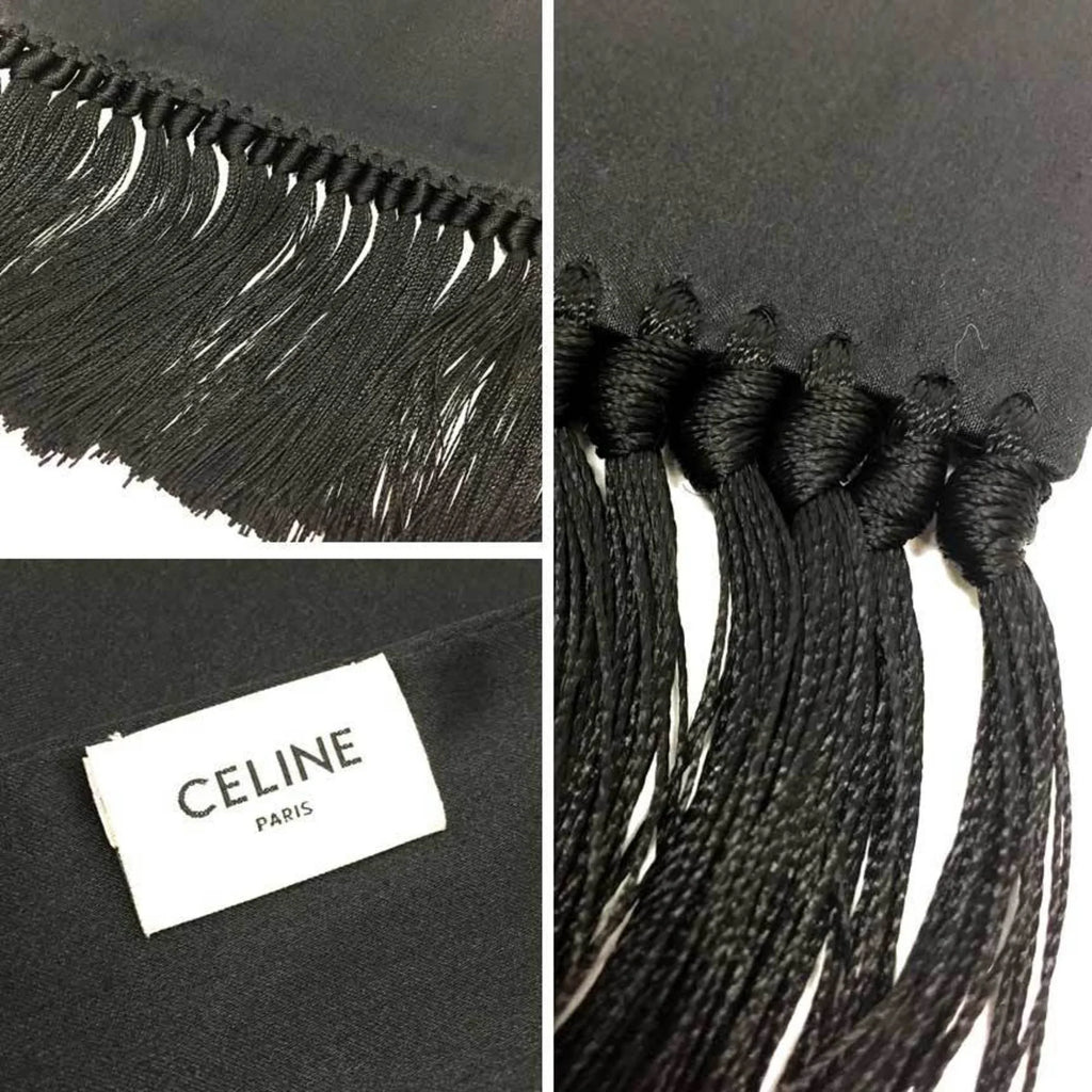 Stole Celine Scarf aq9190 Pre-Owned Black Muffler CELINE Long Silk (Good)
