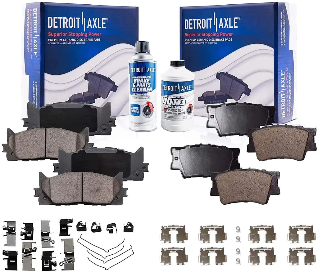 Pads Camry 08-18 - ES350, 2015 Replacement Ceramic ES300h, & 2009 Front for 2011 2014 2017 Rear Brake 2012 07-18 Detroit Brake 2008 2016 Avalon 07-17 2010 4 Pads Lexus Axle 2013 Toyota
