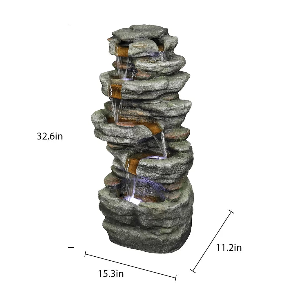 Rock Lights Fountain with 32.6inches liquid Led