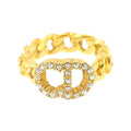 Dior S D New) Rhinestone Clair Ring (Like Lune Pre-Owned Gold Christian