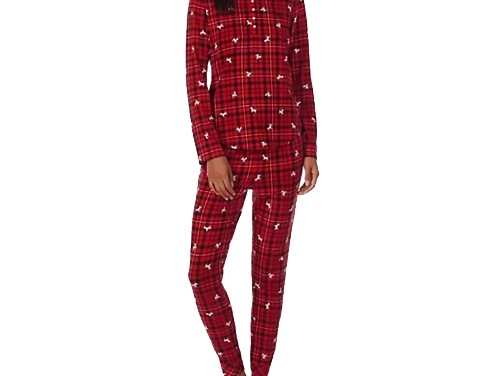 Red Ralph Knit Dog, Plaid, Brushed Set Lauren X-Small Women’s Pajama Henley Lauren