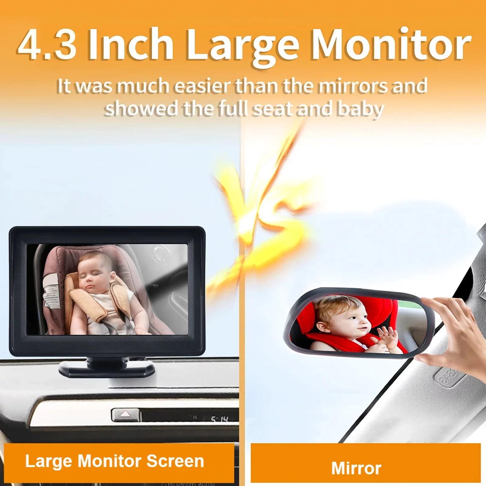 Easy 720P Camera Seat Seat Night Car Mirror Camera Baby Rear Facing Installation Display 4.3 Monitor 150° Baby Mirror moobody Car Wide Inch Baby View for Monitor Vision Car