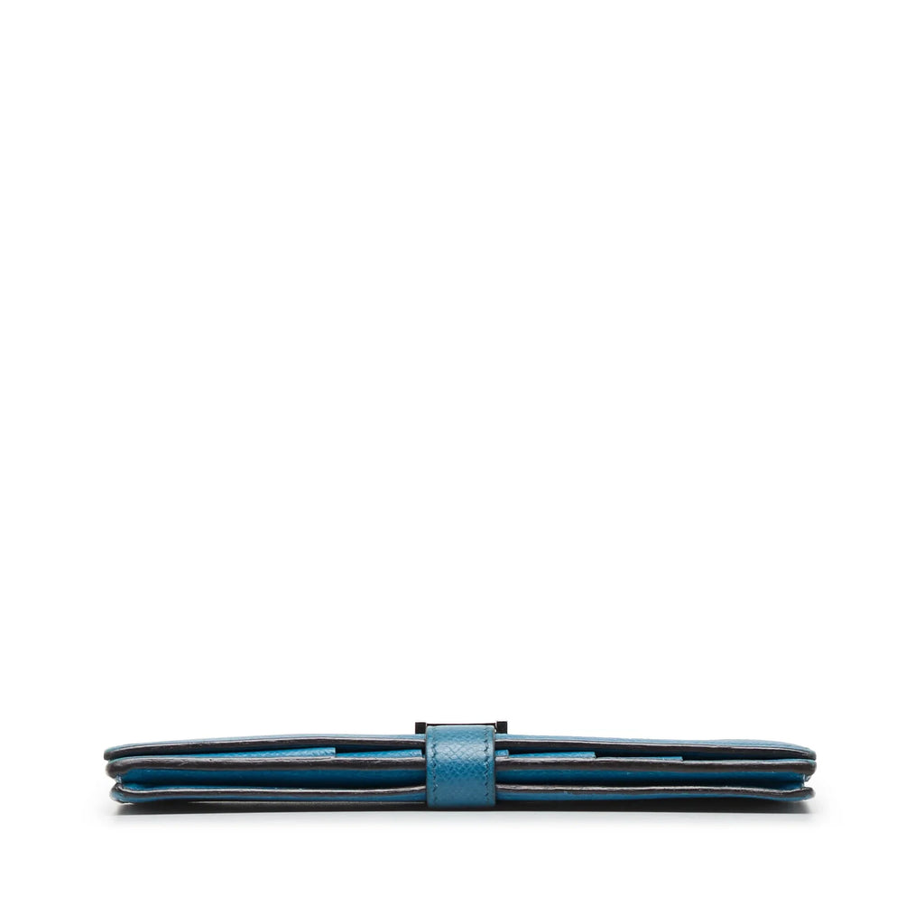 Unisex Hermès Wallets Epsom Calf Blue Authenticated Bearn Leather Long Wallet (Fair) Pre-Owned