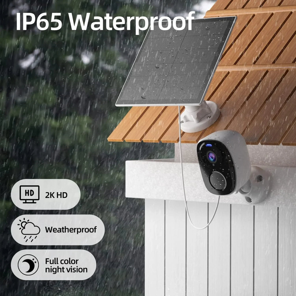 Security, Storage Night Security Cameras Vision, Home 2Pack Waterproof, for Cameras Two-Way SD Detection, Color with 2K Panel with IP65 AI Motion Card/Cloud Camera exterior Solar Audio, Home Wireless