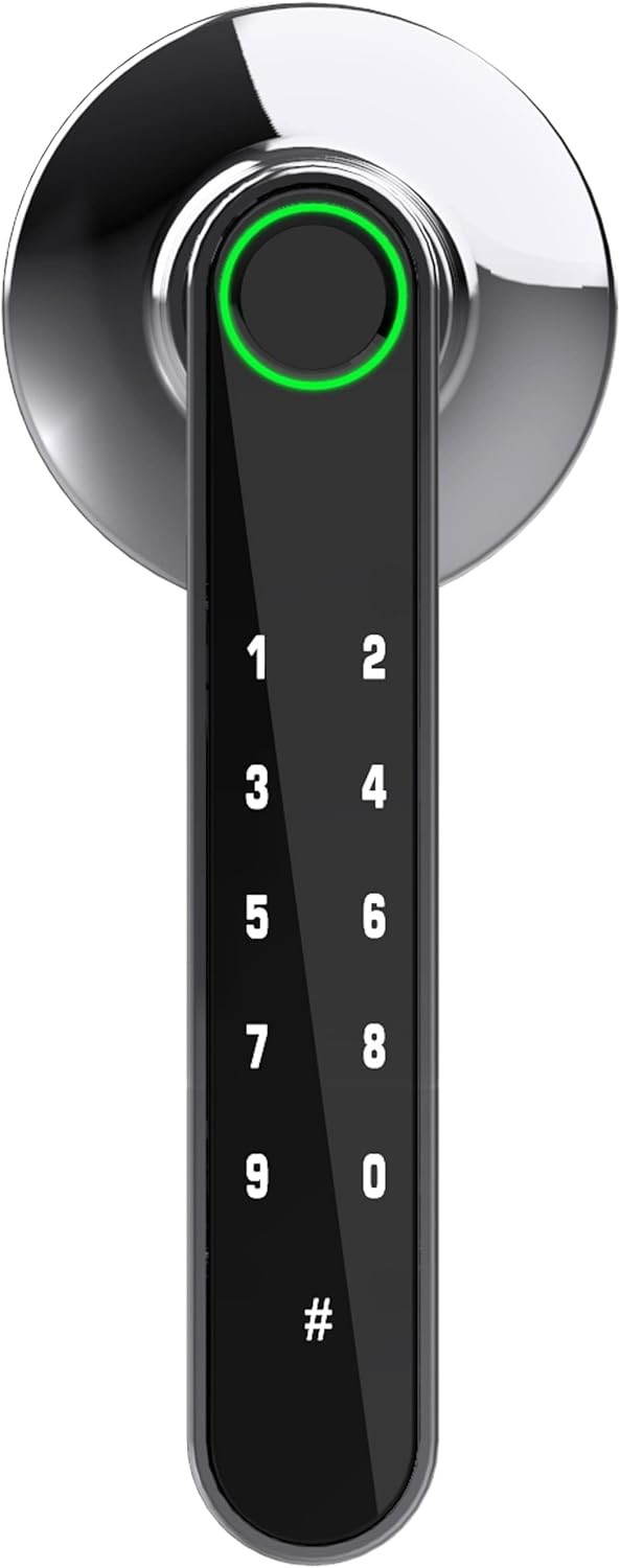 New Door Home Office, Upgrade] by Airbnb, [2024 Fingerprint with Suited and Tuya for Door Smart App Ideally Install Password, Keypads Backup Handle to Lock Keys, Easy GOURE,