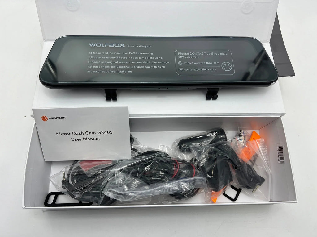 2160P Full Cam HD 4K Open Dash G840S 12" BLACK WOLFBOX - Box Mirror Backup Camera