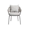 Modern Grey Upholstered Chair with Metal Frame and Cushioned Backrest