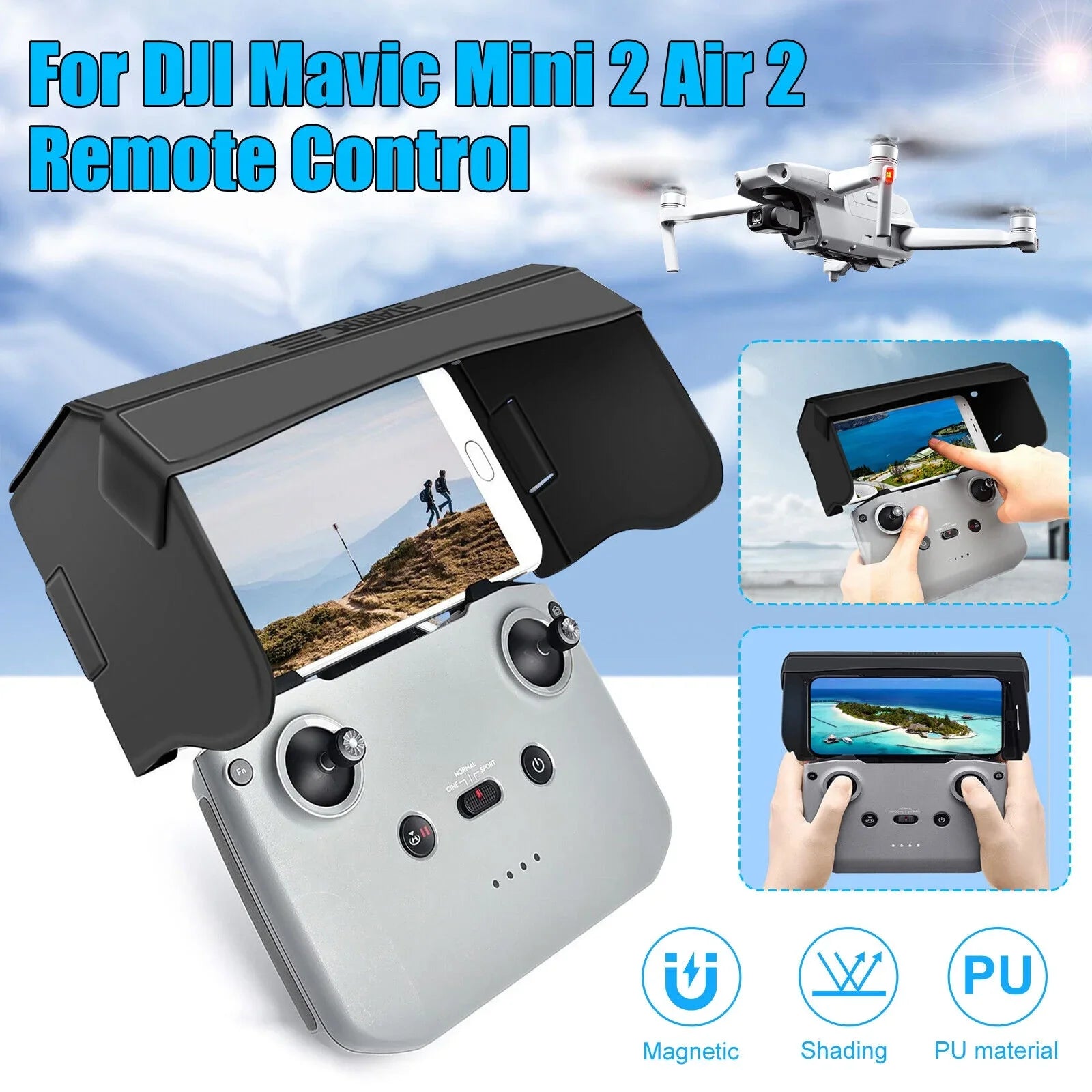 Remote Mini 2 Hood Air for Mavic Drone DJI 2 Control Foldable Phone Shade Sun PU