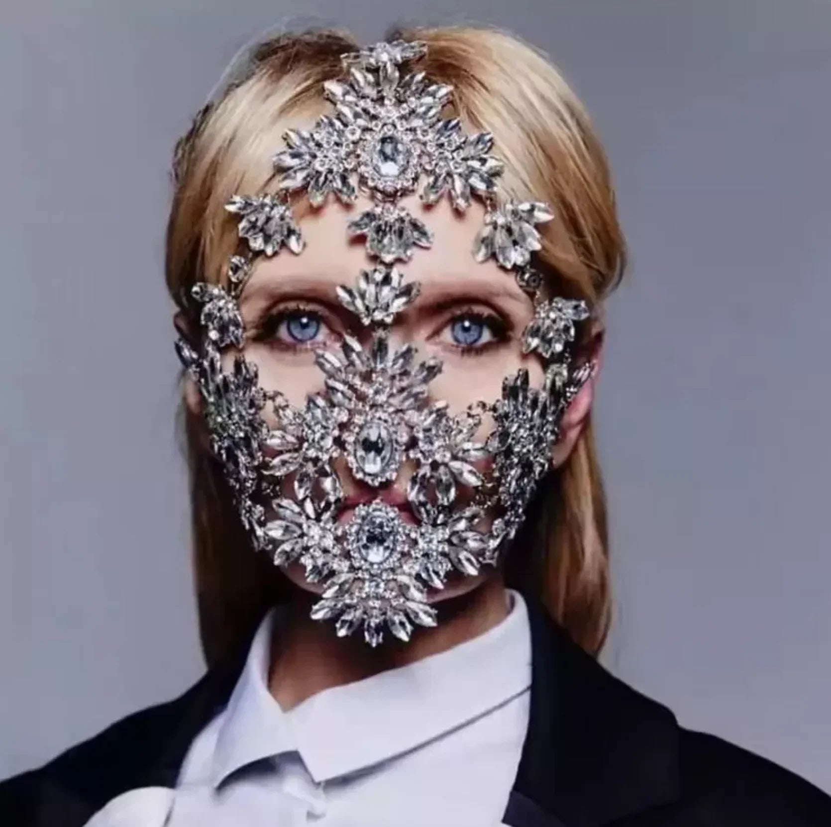 Women Mask Rhinestone Halloween Jewelry Face Masquerade Mask Face Mask Crystal