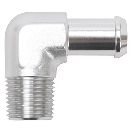 Degree; Edelbrock Anodized; Fitting; in. Barb; 8179 in. NPT Clear 5/8 90 And Heater 1/2 Hose