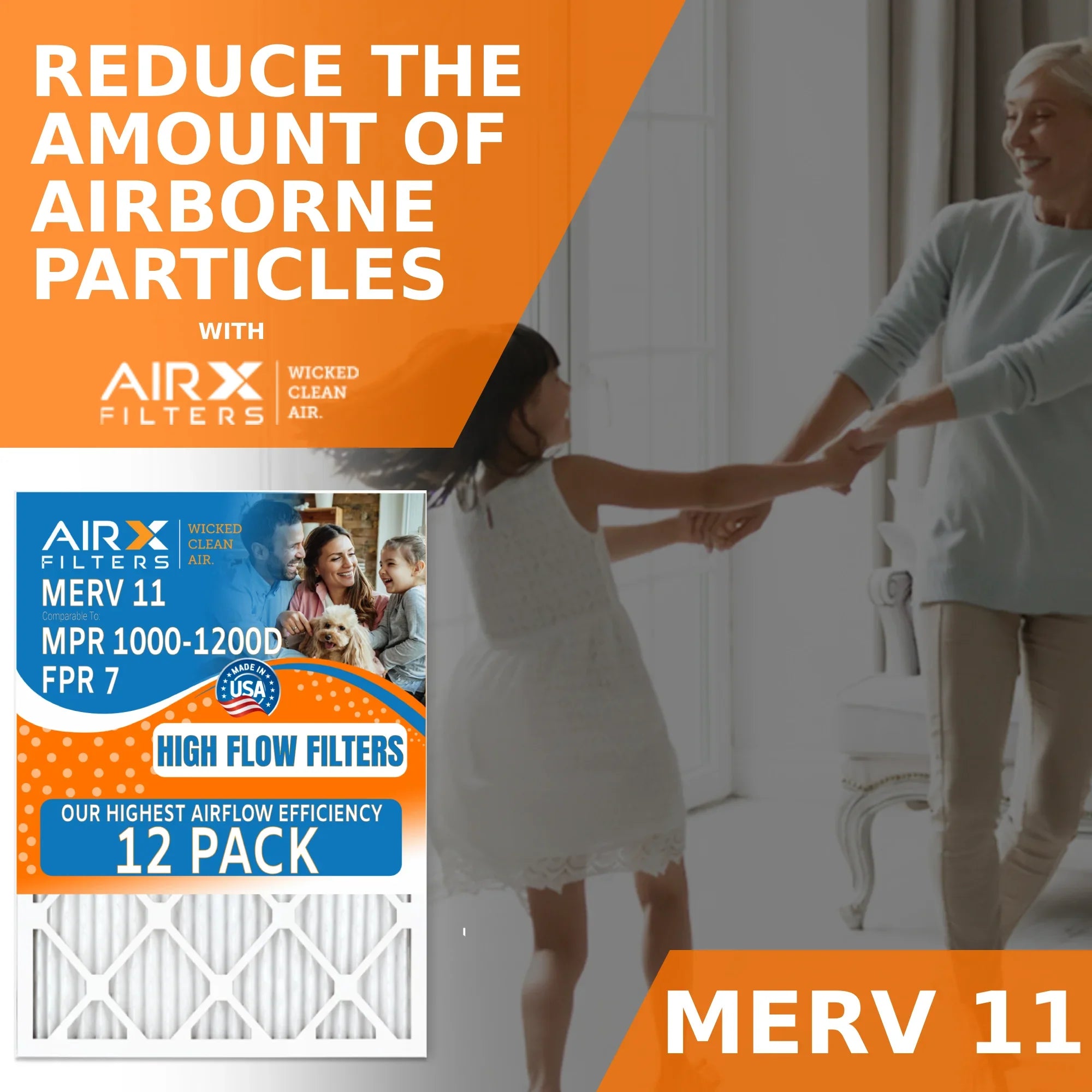 MPR 7, High 12 MERV FPR Furnace Filter 1200, MPR AIRX by USA Pack in Efficiency WICKED Comparable to 12 1000, Air Furnace AIR. CLEAN Filters Pack of Rating, Filters 11 Made of 20x25x1 FILTERS