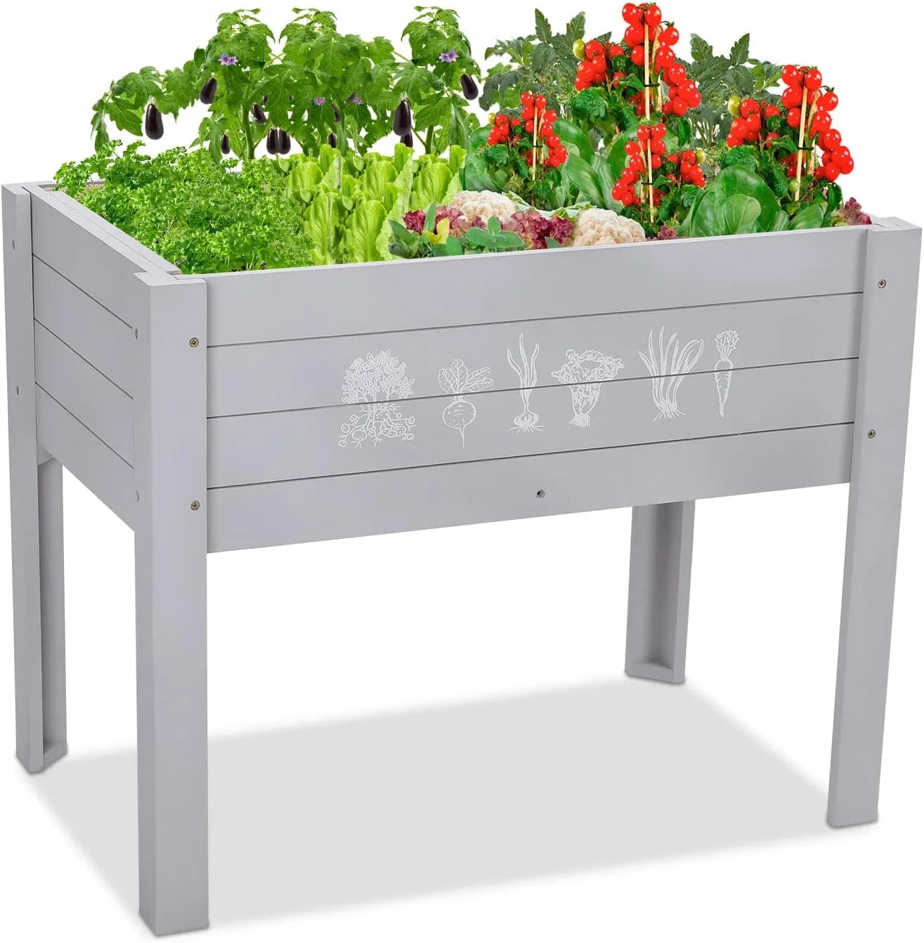 Bed Elevated Yard, for Bed, Raised Garden Vegetables Lawn x x Planter Grey 18 Garden Inch Light exterior Box for Kids Wooden 24 Grass Raised Raised Kids 30