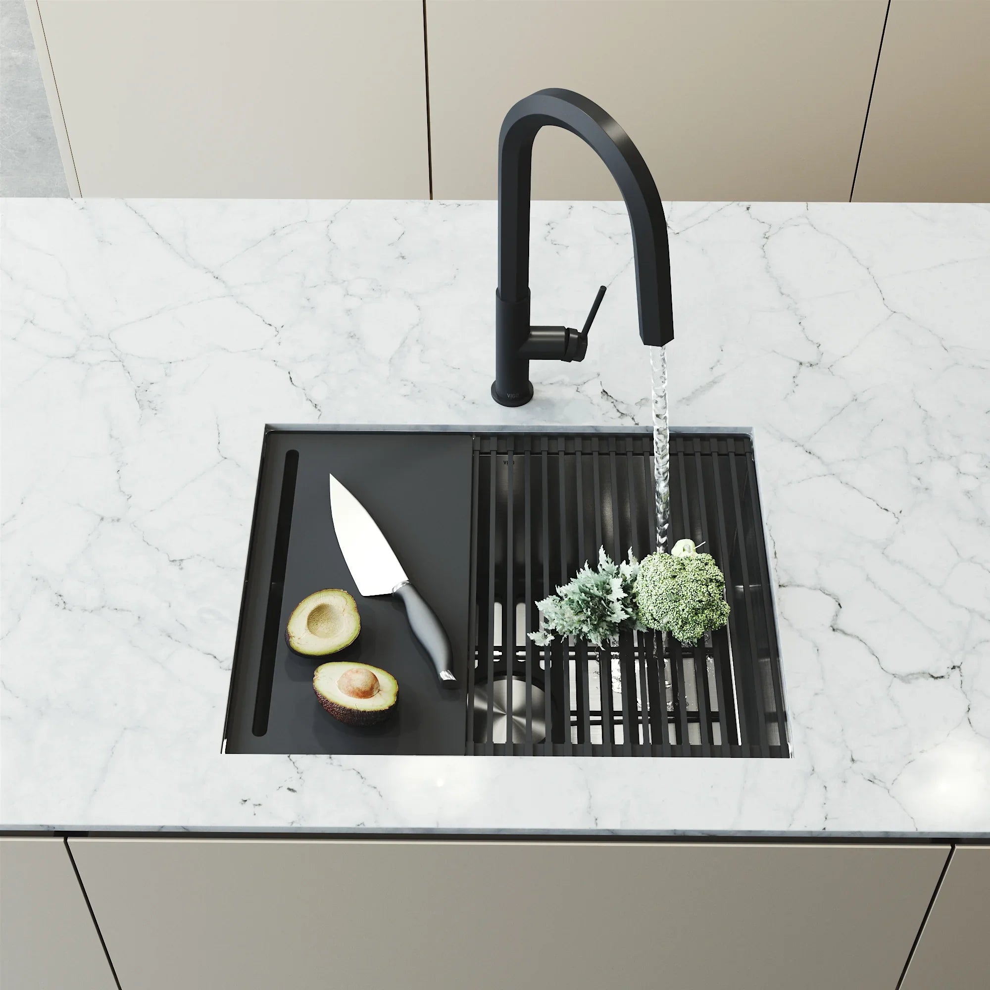 Kitchen Stainless Accessories Undermount with Sink Bowl Steel Single 23 in. VIGO Mercer