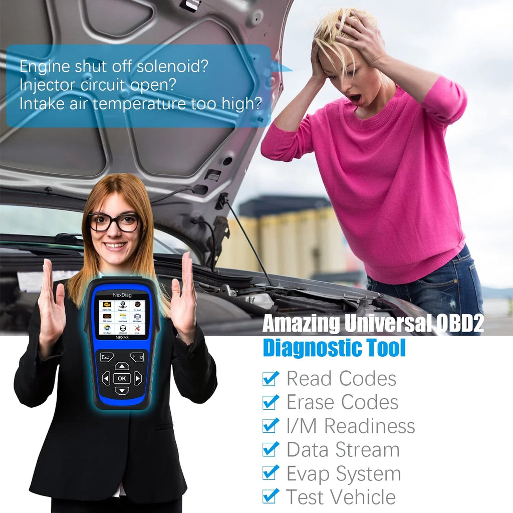 OBD2 Scanner Maintenance Check DPF MINI Scanner & Multi-System Engine Diagnostic Tool after Vehicles for Code ND601 Reset Fits NEXAS Reader 1996 BMS Diagnostic Regen for Automotive