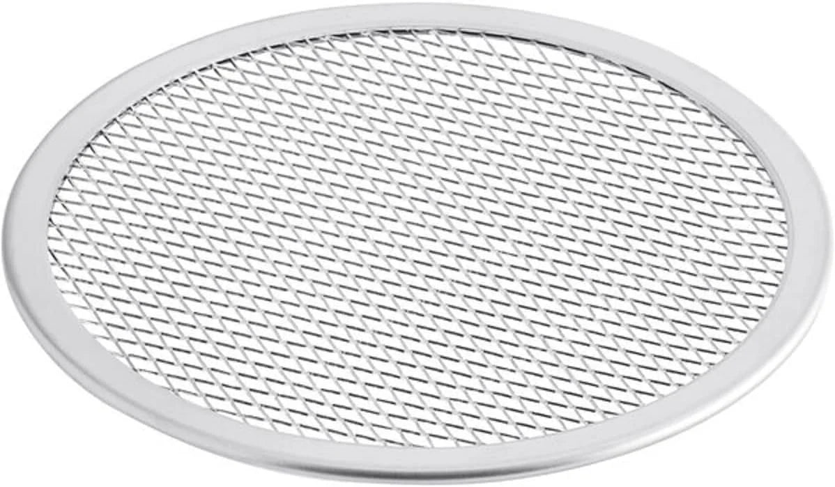 Aluminum Baking Set Round Tray Kitchen & Pizza Pan 2 Rim- of Screen 8” Home Restaurants Round TrueCraftware- Seamless Pizza Pizza Screen Baking Tray for Bakeware Pizzeria