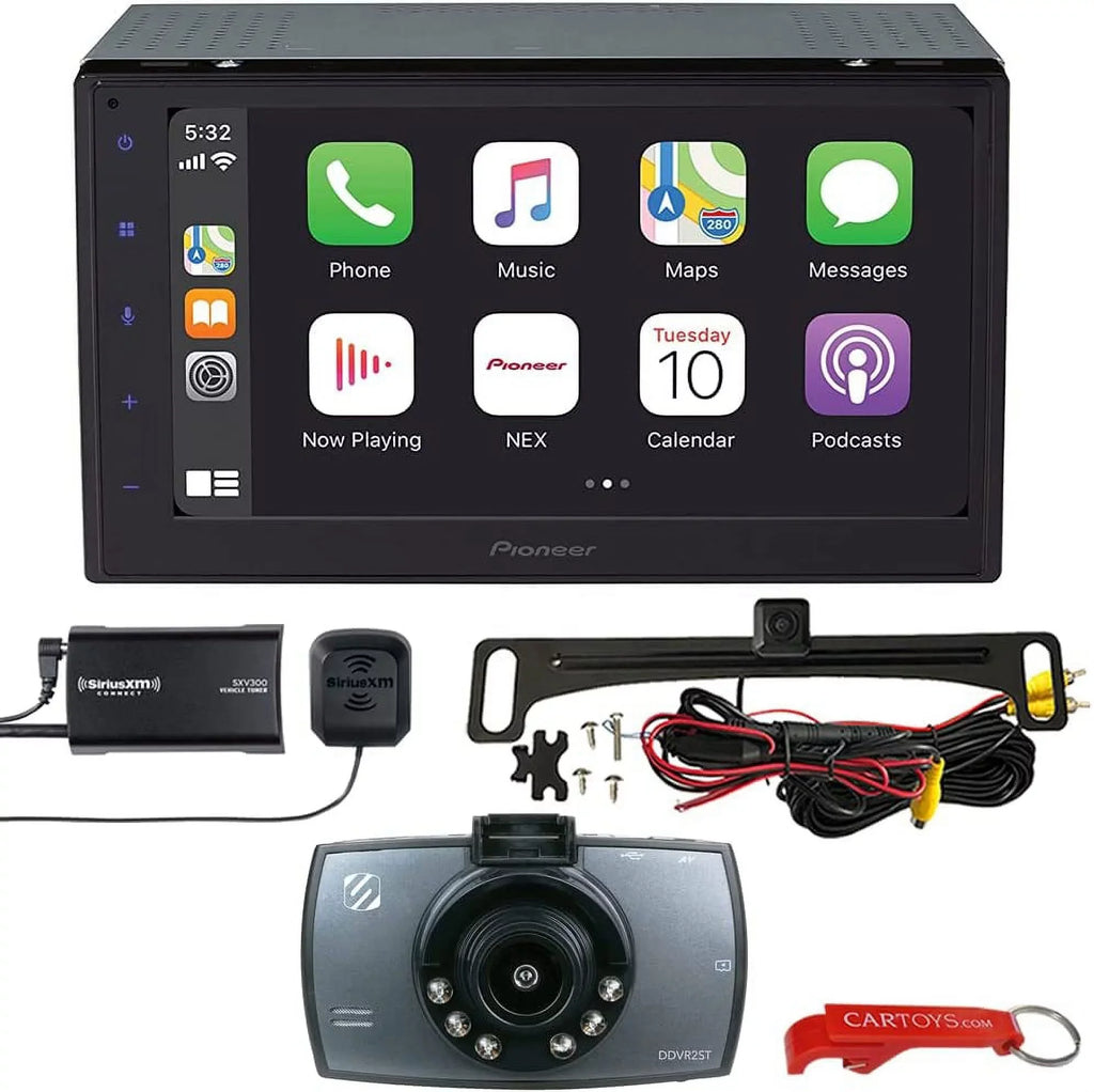 DMH-1770NEX 13 CarPlay Dash Backup SiriusXM 1080p CD Ready, SiriusXM Camera, Capacitive Auto, Bundle. Bluetooth, and 2-DIN Band Stereo Car EQ, w/ 6.8" Tuner Android Cam No + Pioneer Touchscreen,