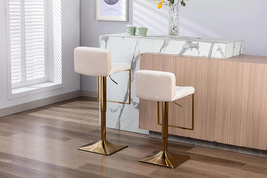 Island Stools Set Adjustable Modern (Ivory of Velvet Island Stools cocina sillas para Height de Kitchen Counter Height Barstools Gold TJUNBOLIFE Swivel Chairs Stools barra Chair for