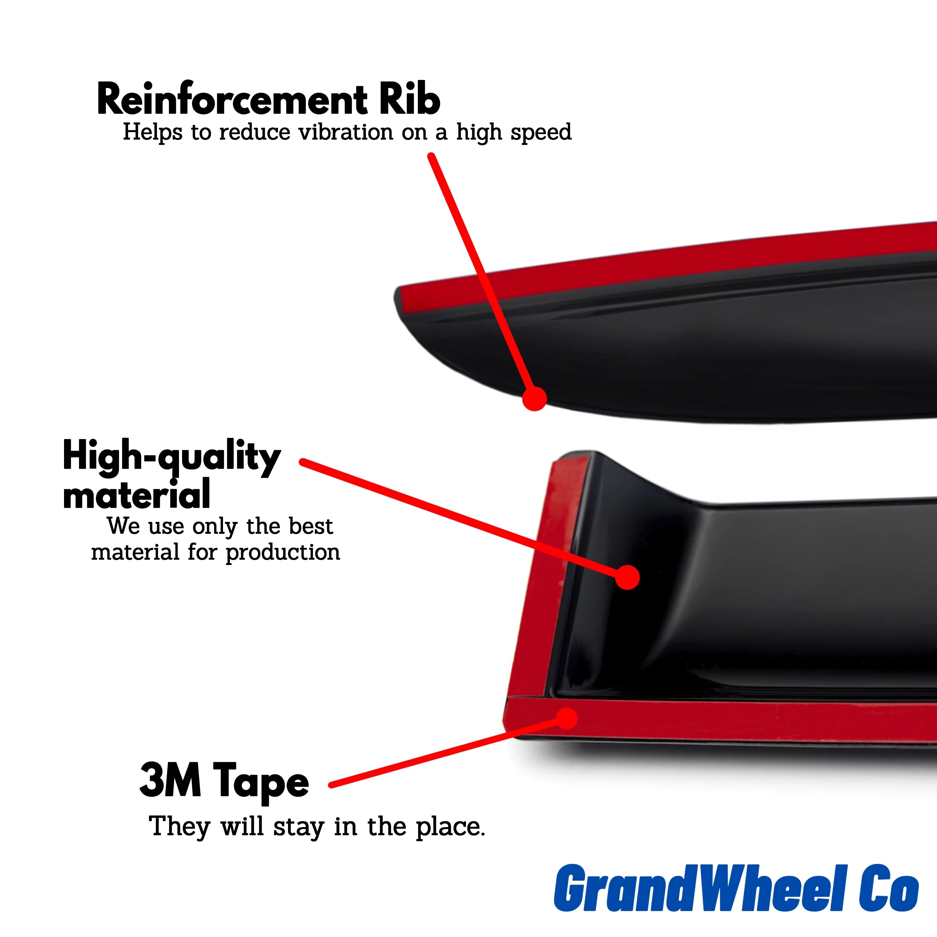 Rain 2021-2024 GW0299 Visor Smoke Tinted Co Vent Tape-On 6pcs. Nissan Guards Compatible with Window - GrandWheel Side Deflectors Rogue